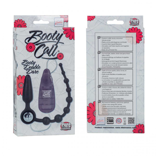 Черная двойная анальная вибропробка-цепочка Booty Call Booty Double Dare, California Exotic Novelties Черная двойная анальная вибропробка-цепочка Booty Call Booty Double Dare, California Exotic Novelties