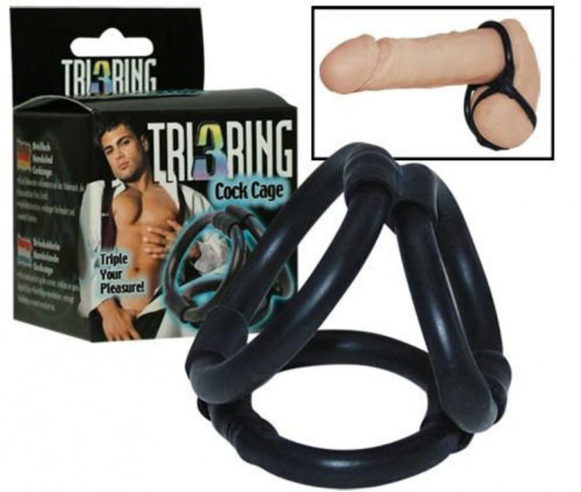 Эрекционное кольцо Tri Ring Cock Cage, Seven Creations