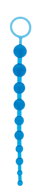 Синяя анальная цепочка с кольцом ORIENTAL JELLY BUTT BEADS - 26,6 см., NMC