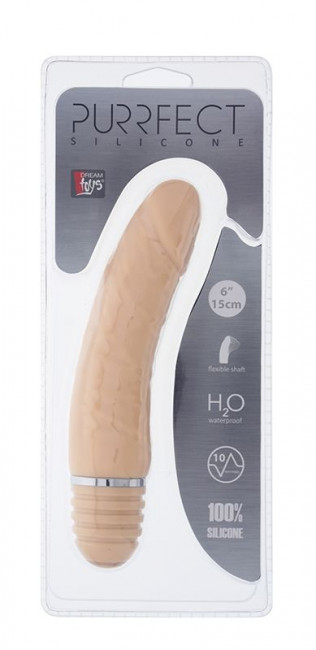 Телесный силиконовый вибратор PURRFECT SILICONE VIBRATOR 6INCH FLESH - 15 см., Dream Toys