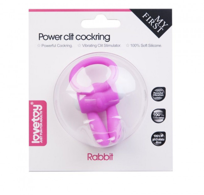 Розовое виброколечко для пениса Power Rabbit Clit Cockring, Lovetoy