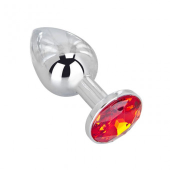 Мини-плаг из стали с красным кристаллом Red Flame - 6,5 см., Erotic Fantasy