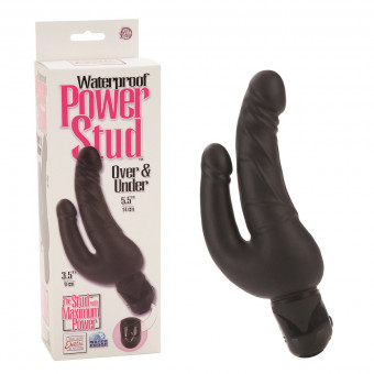 Черный виброфаллос для двойного проникновения POWER STUD - 19 см., California Exotic Novelties