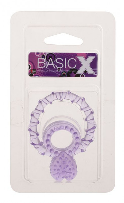 Фиолетовое кольцо с подхватом мошонки и клиторальным язычком BASICX TPR DOUBLE COCKRING, Dream Toys Фиолетовое кольцо с подхватом мошонки и клиторальным язычком BASICX TPR DOUBLE COCKRING, Dream Toys