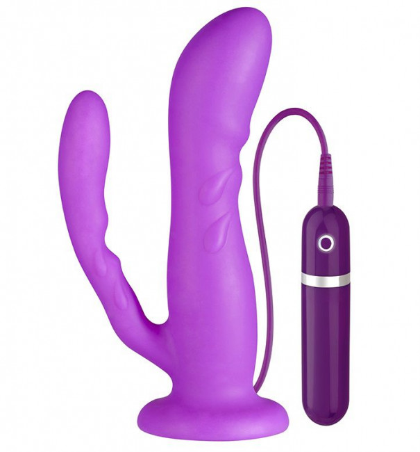 Анально-вагинальный вибромассажёр PURRFECT SILICONE 2WAYS VIBRATOR - 17 см., Dream Toys