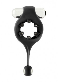 Чёрное эрекционное виброкольцо Infinity Vibrating Cockring with Dangling Ball, Shots Media BV