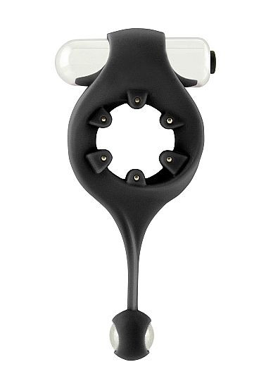 Чёрное эрекционное виброкольцо Infinity Vibrating Cockring with Dangling Ball, Shots Media BV