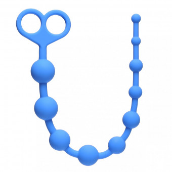 Голубая анальная цепочка Orgasm Beads - 33,5 см., Lola toys