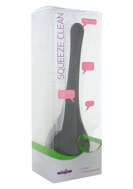 Чёрный анальный душ SQUEEZE CLEAN , Seven Creations
