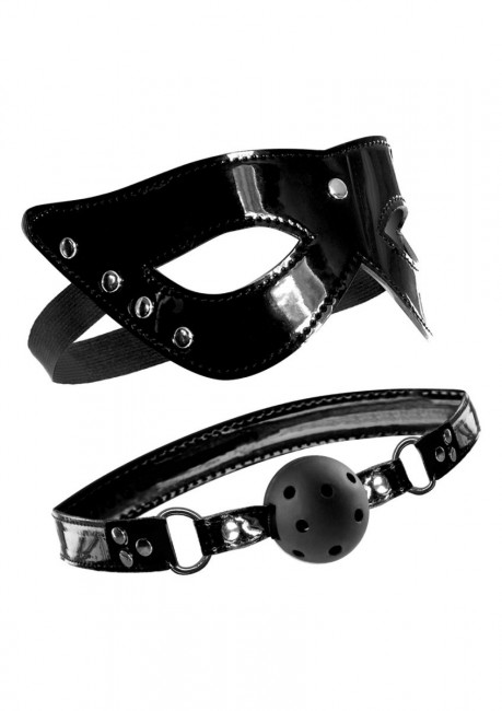 Лаковый комплект MASQUERADE MASK & BALL GAG, Pipedream Лаковый комплект MASQUERADE MASK & BALL GAG, Pipedream
