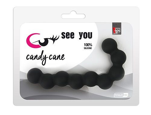 Чёрная анальная цепочка SEE YOU CANDY CANE ANAL BEADS - 13,1 см., Dream Toys