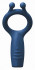 Синее эрекционное виброкольцо с клиторальным отростком Explorer Ring