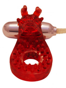 Красное эрекционное кольцо со съемным виброэлементом Bulls Eye Ring, Toy Joy