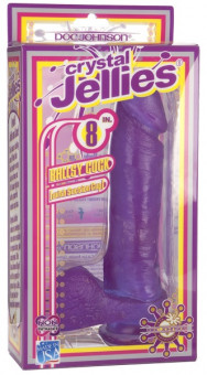 Фиолетовый фаллос на присоске CRYSTAL JELLIES - 20,5 см., Doc Johnson