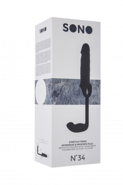 Чёрная насадка с анальным стимулятором Stretchy Penis Exten and Plug No.34, Shots Media BV Чёрная насадка с анальным стимулятором Stretchy Penis Exten and Plug No.34, Shots Media BV