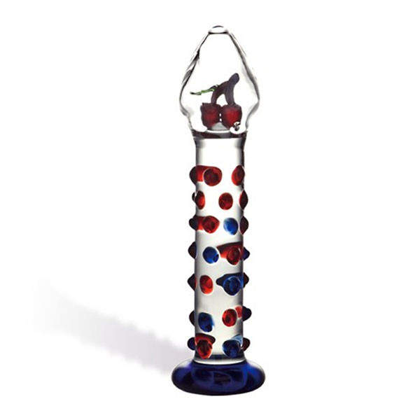 Необыкновенный фаллос ручной работы Cherry Nubby - 18 см., Glas