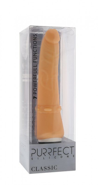 Реалистичный вибромассажёр PURRFECT SILICONE CLASSIC - 17,5 см., Dream Toys