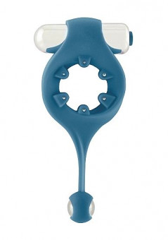 Синее эрекционное виброкольцо Infinity Vibrating Cockring with Dangling Ball, Shots Media BV
