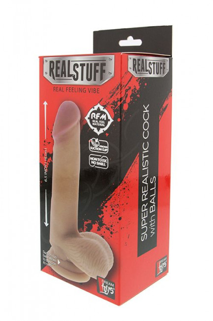 Реалистичный фаллоимитатор REALSTUFF 6.5INCH DONG W. SCROTUM - 16,5 см., Dream Toys Реалистичный фаллоимитатор REALSTUFF 6.5INCH DONG W. SCROTUM - 16,5 см., Dream Toys