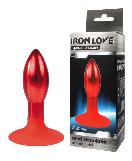 Красная овальная анальная пробка - 9 см., Bior toys