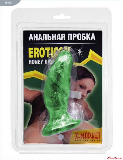 Зелёная анальная пробка-фаллос - 13 см., Eroticon Зелёная анальная пробка-фаллос - 13 см., Eroticon