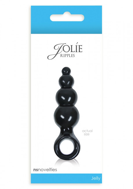 Черная миниатюрная анальная пробка Jolie - Ripples, NS Novelties