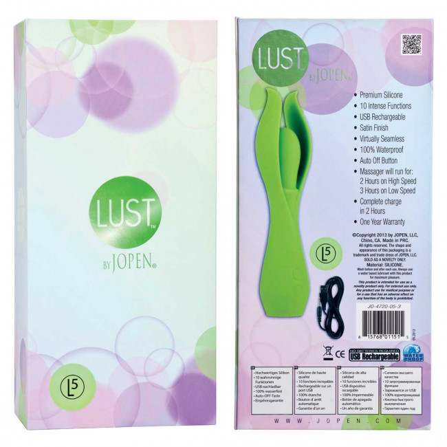 Малый зеленый вибратор с лепестками Lust by JOPEN L5, Jopen Малый зеленый вибратор с лепестками Lust by JOPEN L5, Jopen