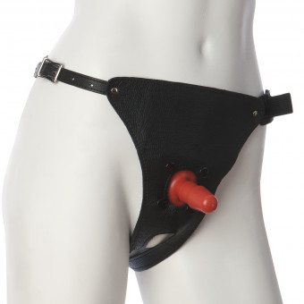 Кожаные трусики унисекс со штырьком для фиксации насадок Leather Ultra Harness with Plug, Doc Johnson