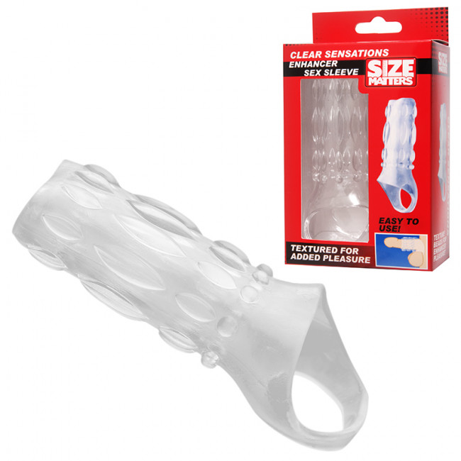 Насадка на пенис с кольцом для мошонки Clear Sensations Enhancer Sex Sleeve - 11,5 см., XR Brands Насадка на пенис с кольцом для мошонки Clear Sensations Enhancer Sex Sleeve - 11,5 см., XR Brands