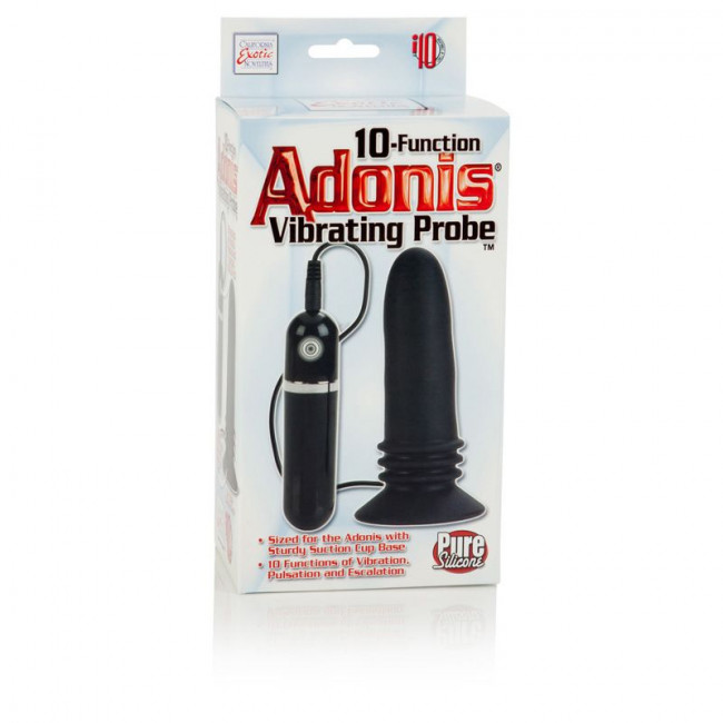 Чёрная анальная пробка 10-Function Adonis Vibrating Probes - 14 см., California Exotic Novelties