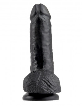 Чёрный фаллоимитатор с мошонкой 7" Cock with Balls - 19,4 см., Pipedream