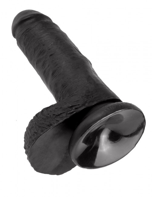 Чёрный фаллоимитатор с мошонкой 7" Cock with Balls - 19,4 см., Pipedream