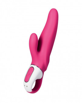Ярко-розовый вибратор  Satisfyer Vibes Mr. Rabbit с клиторальным отростком - 22,1 см., Satisfyer