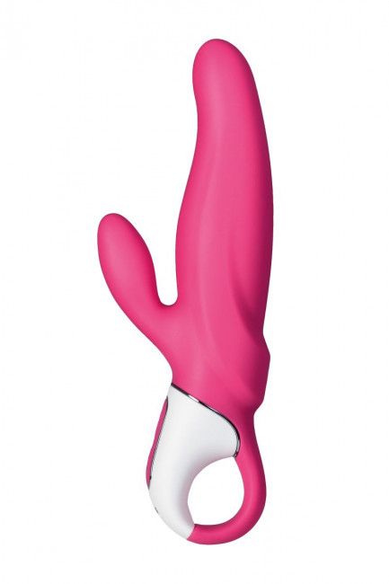 Ярко-розовый вибратор  Satisfyer Vibes Mr. Rabbit с клиторальным отростком - 22,1 см., Satisfyer