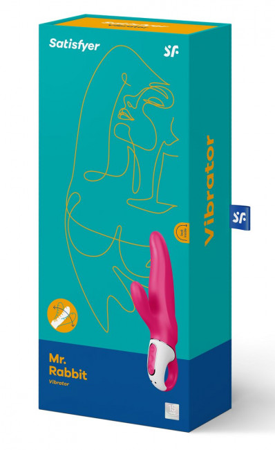 Ярко-розовый вибратор  Satisfyer Vibes Mr. Rabbit с клиторальным отростком - 22,1 см., Satisfyer
