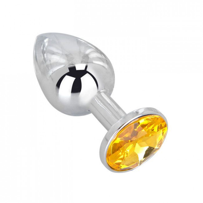 Мини-плаг из стали с желтым кристаллом Sweet Lemon - 6,5 см., Erotic Fantasy