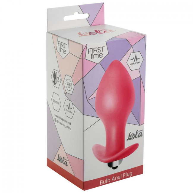 Розовая анальная вибропробка Bulb Anal Plug - 10 см., Lola toys