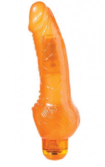 Оранжевый гелевый вибратор с широким основанием JELLY JOY 7INCH 10 RHYTHMS - 17,5 см., Dream Toys