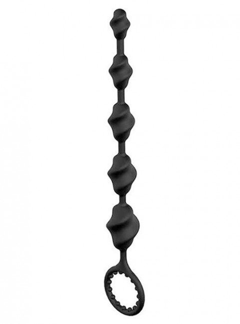 Черная анальная цепочка TWISTED BEADS - 23 см., Dream Toys Черная анальная цепочка TWISTED BEADS - 23 см., Dream Toys