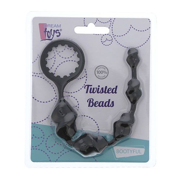 Черная анальная цепочка TWISTED BEADS - 23 см., Dream Toys Черная анальная цепочка TWISTED BEADS - 23 см., Dream Toys