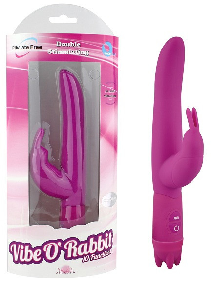 Тёмно-пурпурный вибростимулятор 10 Function Vibe-O rabbit - 21 см., Howells