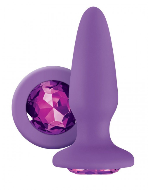 Фиолетовая анальная пробка с фиолетовым кристаллом Glams Purple Gem - 10,4 см., NS Novelties
