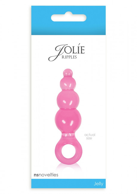 Розовая миниатюрная анальная пробка Jolie - Ripples, NS Novelties