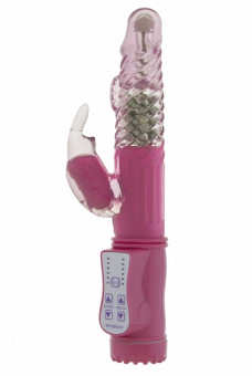 Розовый вибратор Vibrating Rabbit с клиторальным отростком - 22 см., Shots Media BV