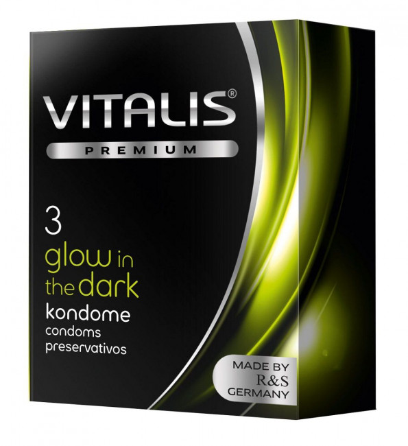 Свеящиеся в темноте презервативы VITALIS PREMIUM glow in the dark - 3 шт., R&S GmbH Свеящиеся в темноте презервативы VITALIS PREMIUM glow in the dark - 3 шт., R&S GmbH