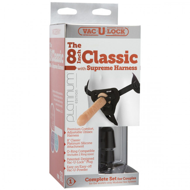 Страпон-система на регулируемых трусиках The Classic 8" with Supreme Harness - 20 см., Doc Johnson