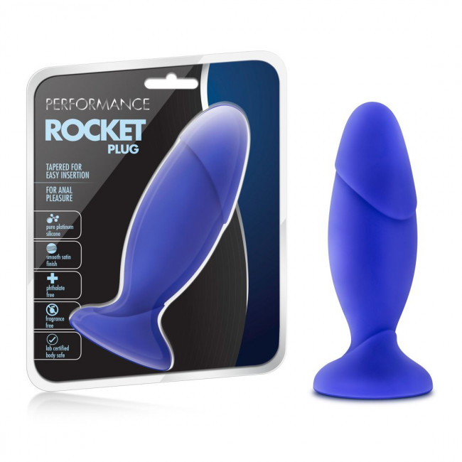 Синяя пробка-фаллос Performance Rocket Plug - 17,8 см., Blush Novelties