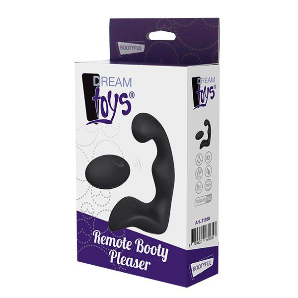 Черный вибромассажер простаты REMOTE BOOTY PLEASER , Dream Toys