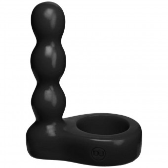 Черный анальный стимулятор с силиконовым кольцом Platinum Premium Silicone - The Double Dip 2 - Black, Doc Johnson