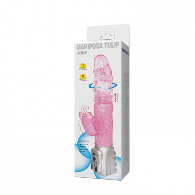 Ротатор-вибратор Mariposa Tulip с возвратно-поступательными движениями - 29,5 см., Baile